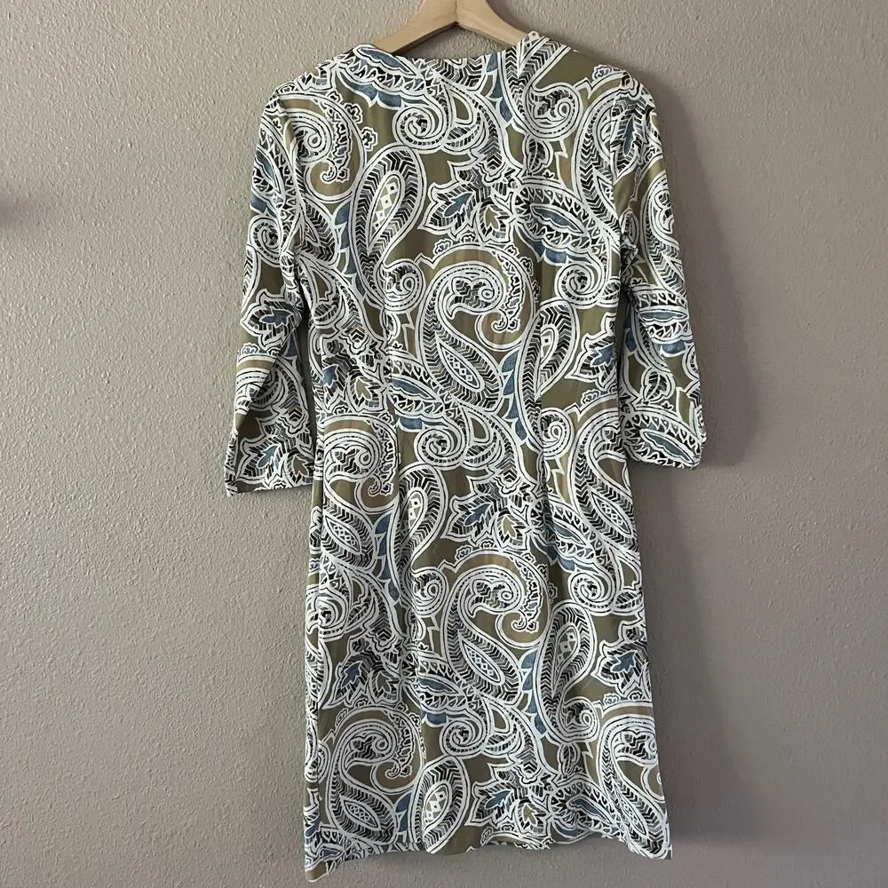 J. McLaughlin Carly Sheath Dress Catalina taupe Paisley print